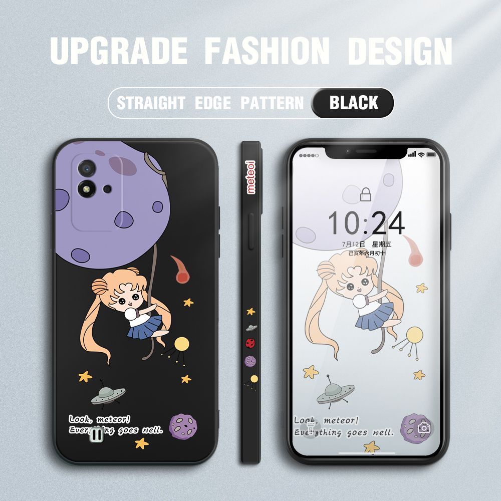UCUC for Realme Narzo 50I Back Cover Beauty Warrior Ultra Thin Soft Luxury Square Multicolor Liquid Silicone Phone Case