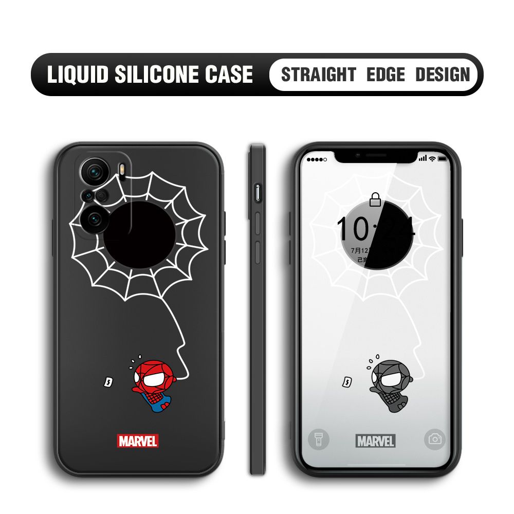 Jizetin for Xiaomi Poco F3 / Redmi K40 / K40 Pro Back Cover Cute Spiderman For Boys Liquid Silicone Phone Case Soft Full Camera Protect Phone Cases