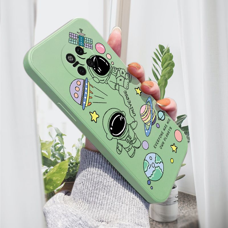 AMORVOR for Huawei Mate 20 Pro Back Cover Cartoon Cute Astronaut Side design Soft Case Liquid Silicone Phone Cases