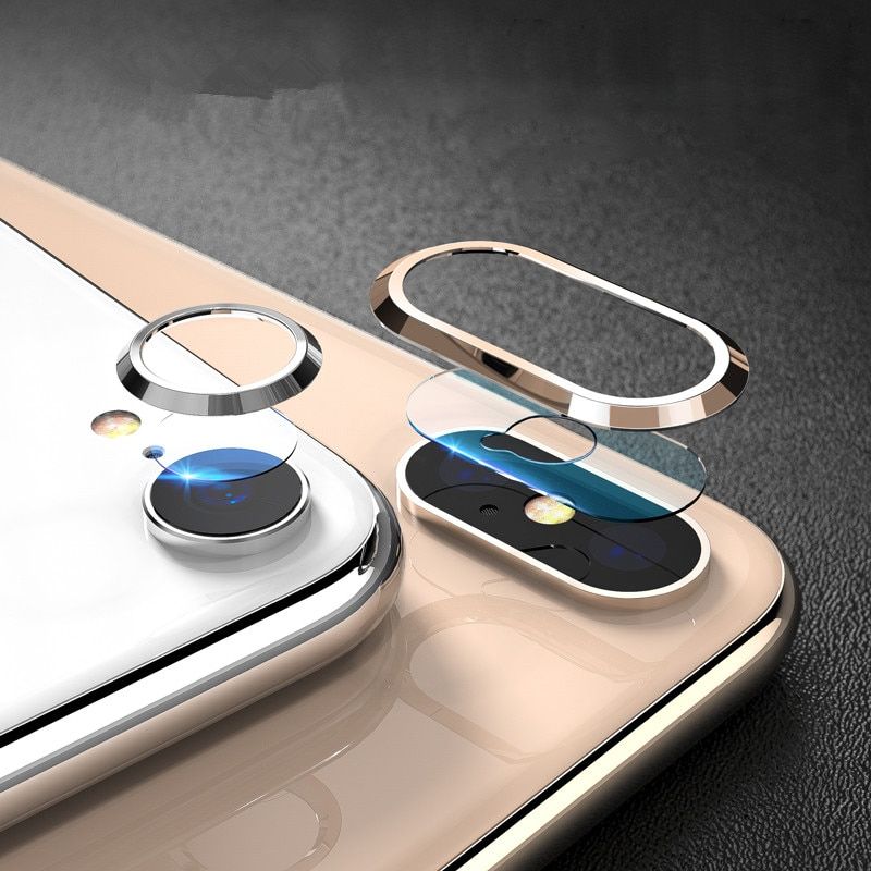 Ultra Tempered Glass+Metal Rear For iPhone X Xs Max Xr 6 8 7 Plus 6S Lens Screen Protective Ring Transparent Clear Glass Film
