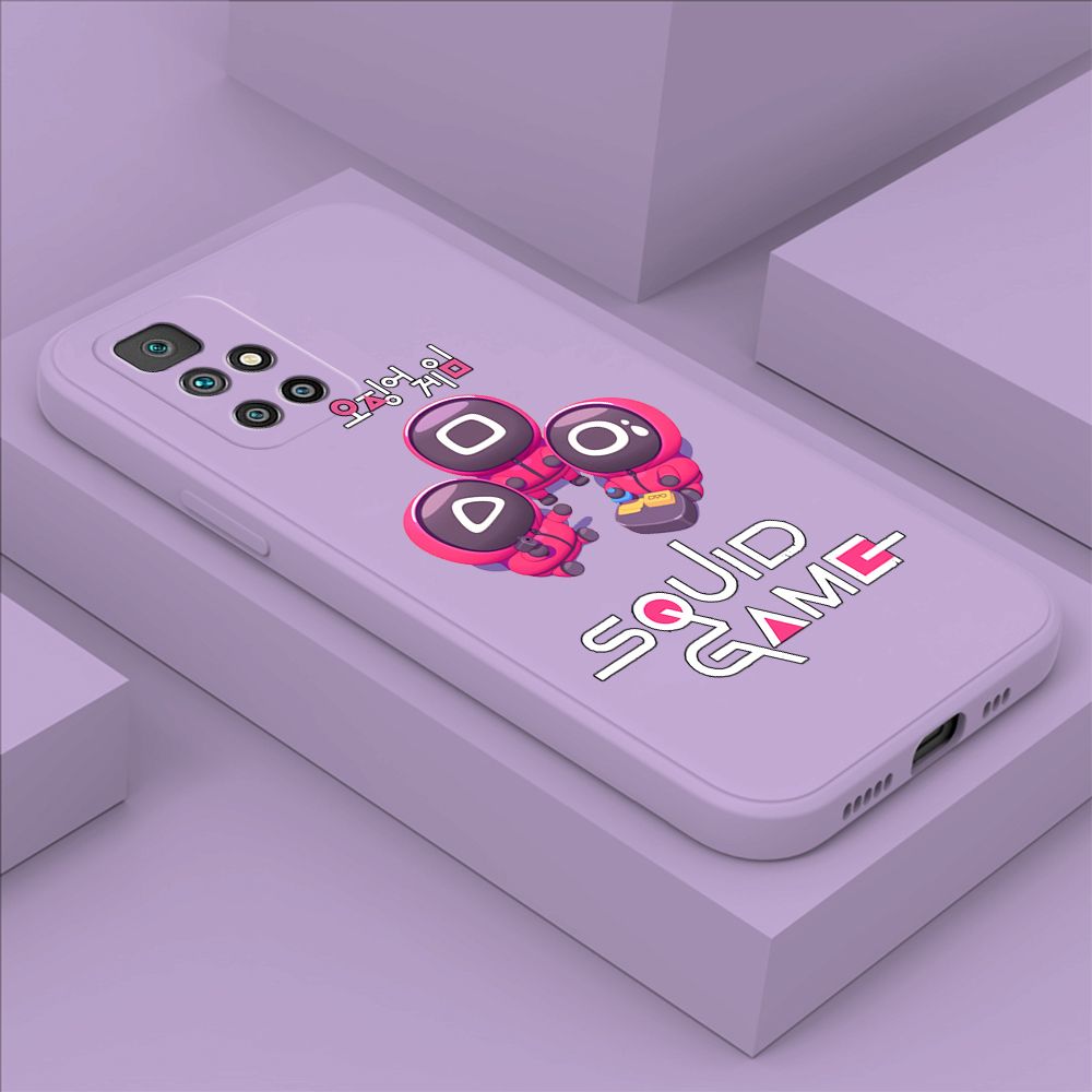 ZeroQiQi for Xiaomi Redmi 10 Case Cute Cartoon Cute Squid Character Phone Cover Square Liquid Silicone Shockproof Phone Protective Case