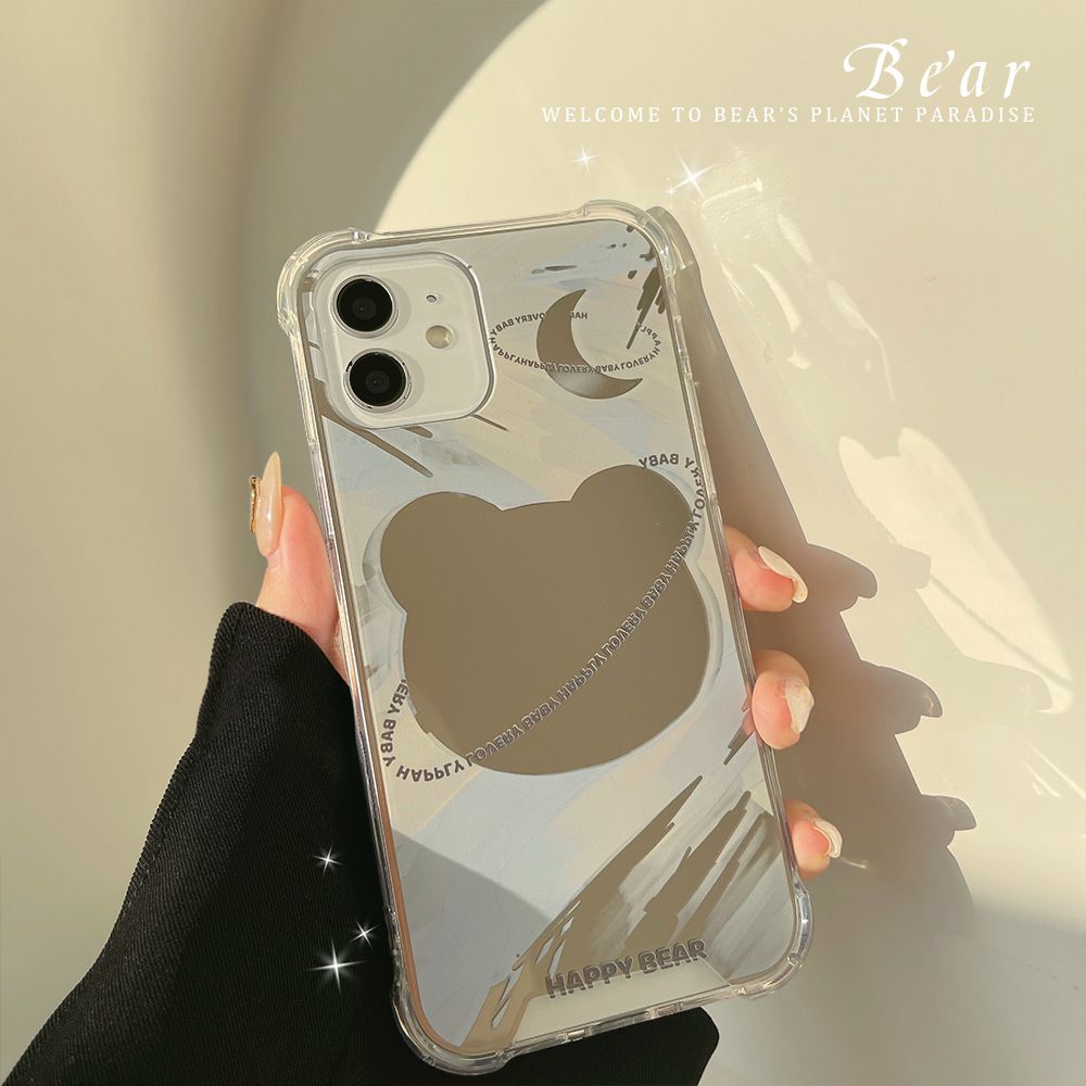 Mirror and Bear Pattern Case Soft Silicone Cover Mobile Phone Protective Case