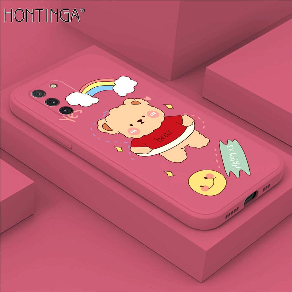 Hontinga for Samsung S10 Lite Case Lovely Cartoon Bear Phone Case Phone Case Soft Square Edge Silicone Cases Full Lens Cover Shockproof Protection Cover