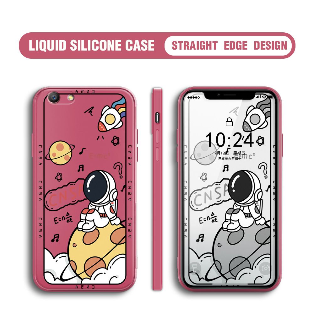 BILI for OPPO F1S / OPPO A59 Back Cover Little Astronaut Sit In Planet Multicolor Liquid Silicone Phone Case Soft Square Lens Protection Phone Cases