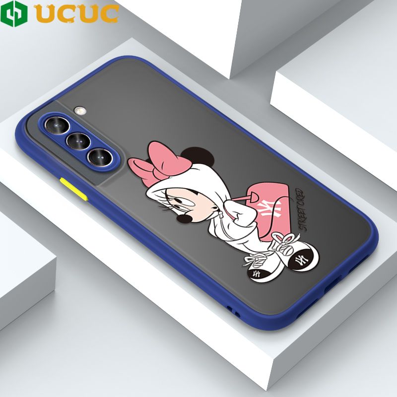 UCUC for Samsung Galaxy S21 5G Back Cover Satchel Minnie Frosted Transparent Hard Phone Case Thin Shockproof Full Cover Camera Protect Case
