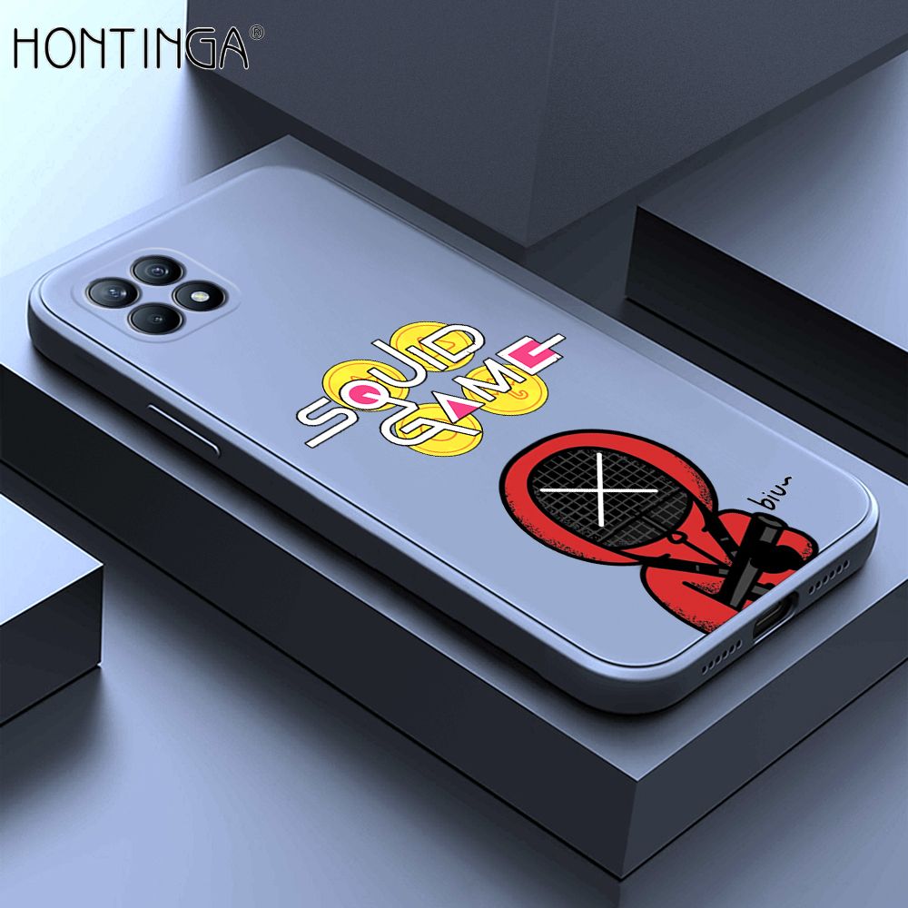 Hontinga for OPPO Reno4 SE Case Fashion Cartoon Electric Baton Judge Role Phone Cover Square Liquid Silicone Trend Phone Case