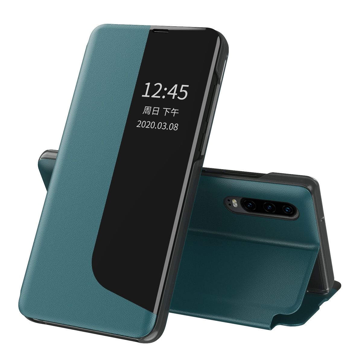For Huawei P30 Smart View Window Flip Stand Cover PU Leather Protective Case