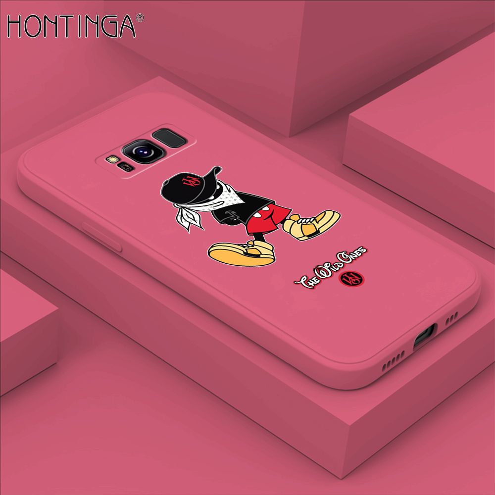 Hontinga for Samsung Galaxy S8 Case Cartoon Masked Mouse Phone Case Soft Square Edge Silicone Cases Full Lens Cover Shockproof Protection Cover