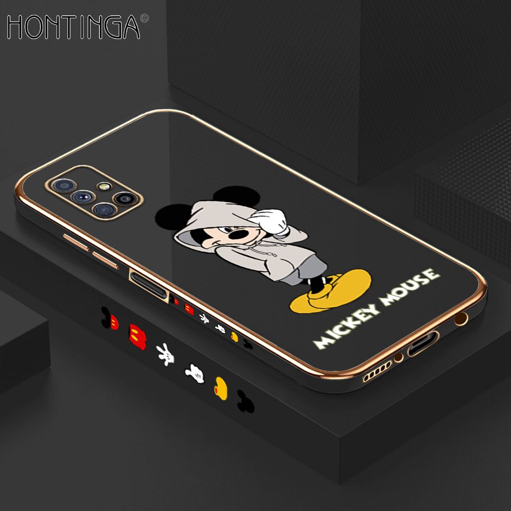 Hontinga for Samsung M51 Back Cover + Free Lanyard Luxury 6D Plating Handsome Cartoon Side Pattern Case Soft Silicone Square Mobile Cover