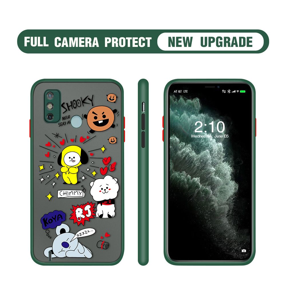 Hontinga for Tecno Spark Go 2020 Case Cute Cartoon Animals Camera Shockproof Protection Casing Edge Frosted Transparent Phone Cover