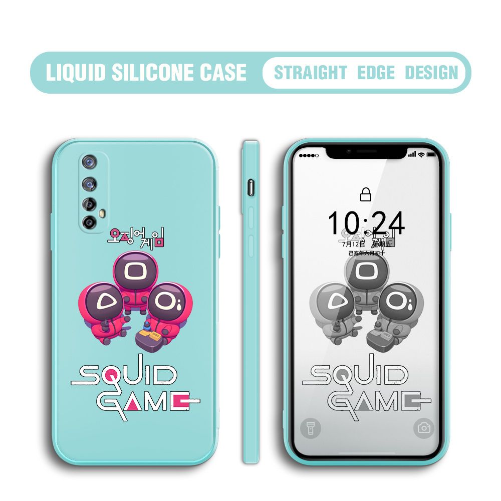 UCUC for Realme Narzo 20 Pro Case Cute Cartoon Cute Squid Character Phone Cover Square Liquid Silicone Shockproof Phone Protective Case