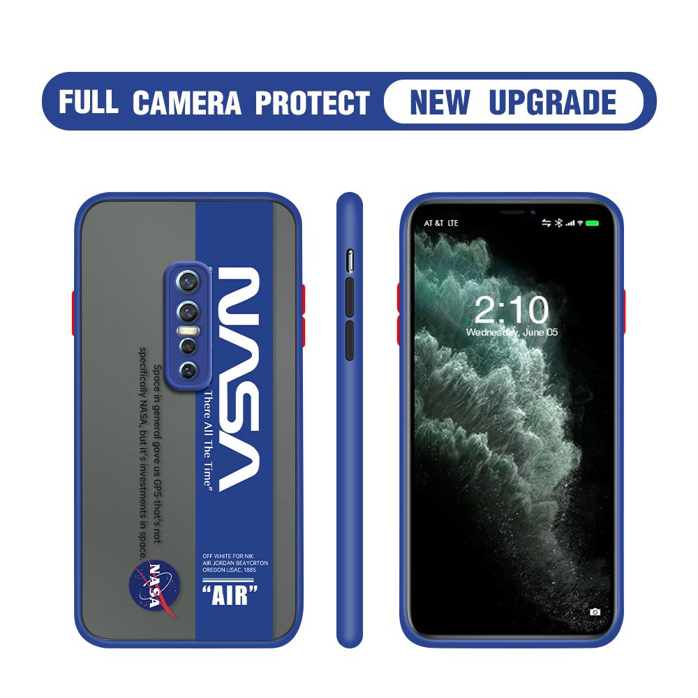 Hontinga for Vivo V17 Pro Case Astronaut Space Logo Cases Edge Frosted Transparent Phone Cover