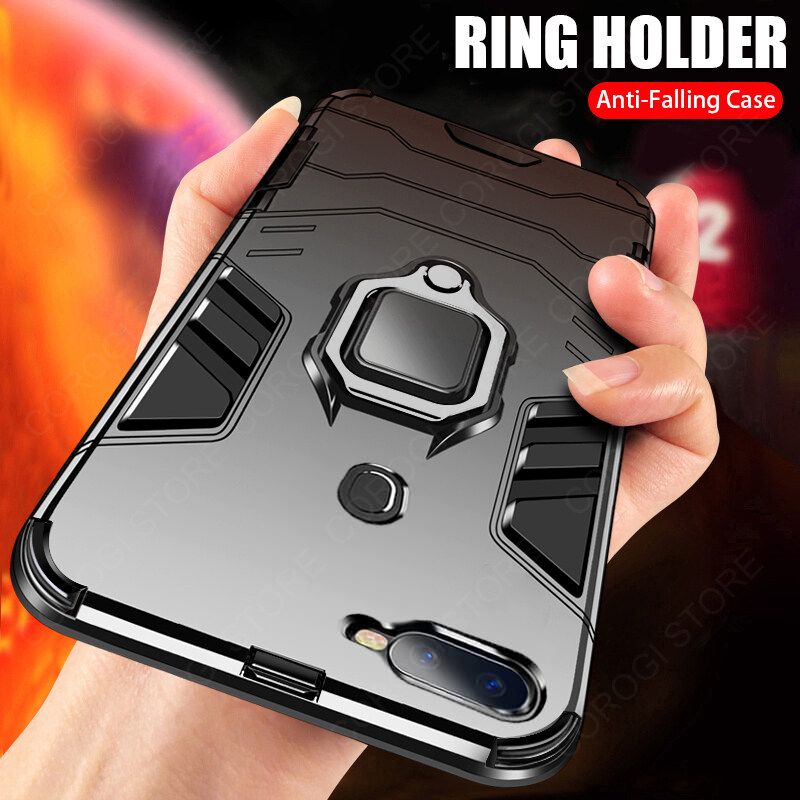 For OPPO A11k Cover Military Grade Shockproof Armor Phone Case Metal Ring Stand Holder Magnetic Car Mount Hard Protective Back Cover