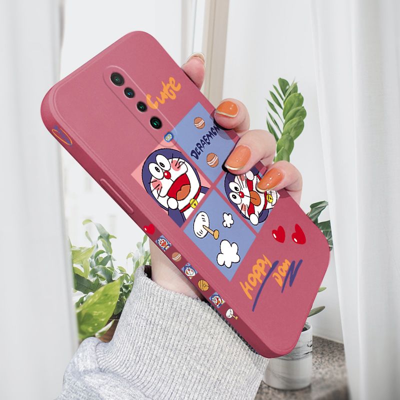 AMORVOR for Xiaomi Poco X2 Back Cover Cute Happy Cartoon Side design Soft Case Multicolor Liquid Silicone Phone Cases