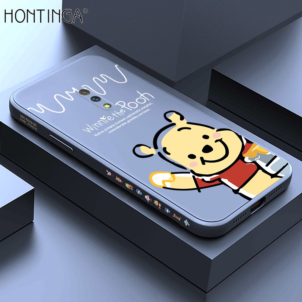 Hontinga for Realme X Case Side Design Hello Little Bear Back Cover Soft Square Edge Pattern Liquid Silicone Trend Phone Cases