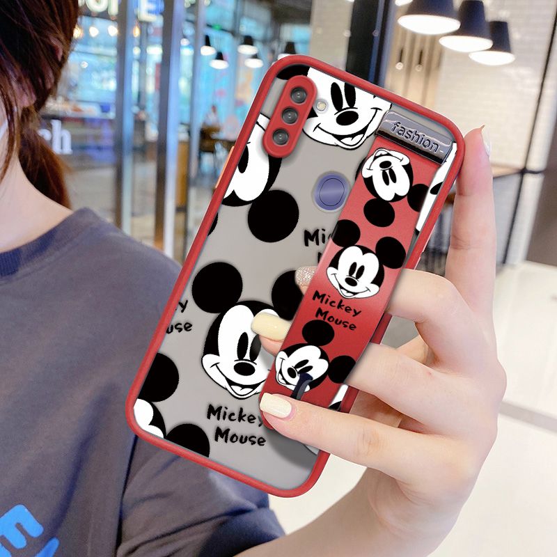UCUC for Samsung Galaxy M11 Wrist Strap Case Cute Mouse Avatar Wristband Printing Cover Shockproof Ultra Thin Phone Case