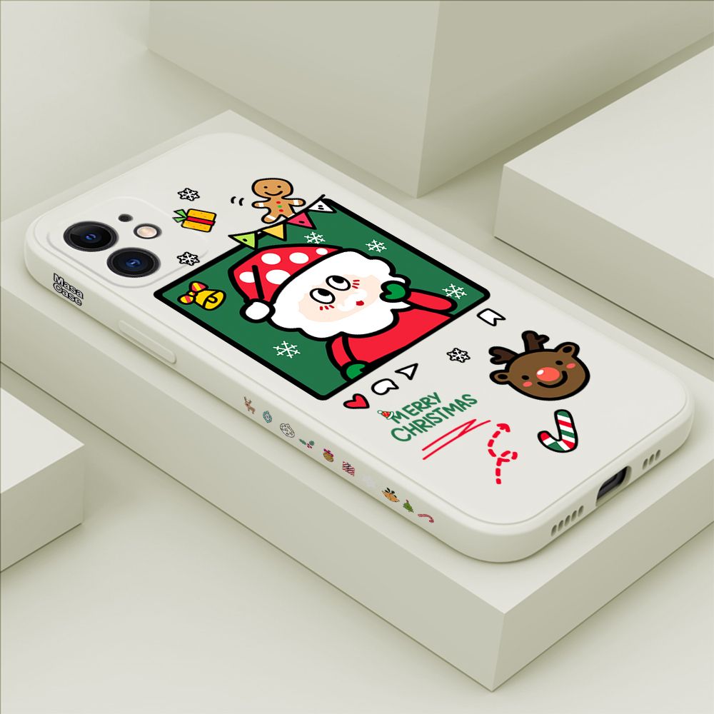 ZeroQiQi for iPhone 12 Mini Case Santa Claus Christmas Gifts Side Printing Cases Soft Liquid Silicone Phone Cover