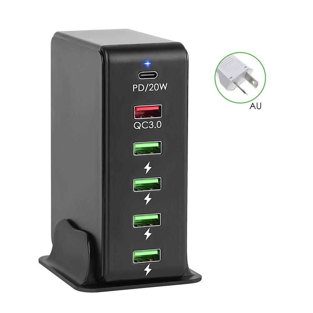 6 Port PD 20W QC3.0 Dual Protocol Fast Charge Multi-Function USB Fast Charger Multi-function Smart Adapter Charger hot sell