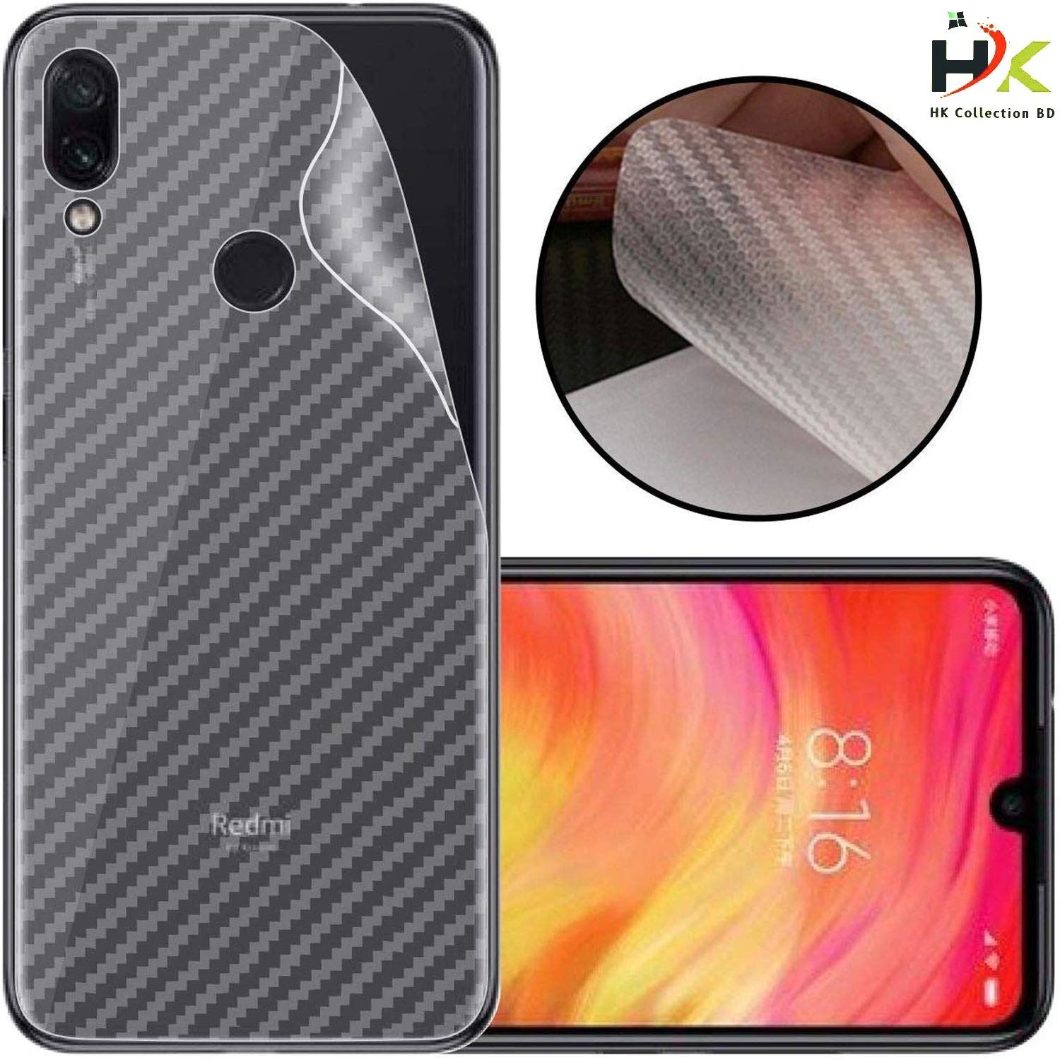 For Xiaomi Redmi 7 Carbon Fiber Sticker Vinyl  Back Poly Skin Protector