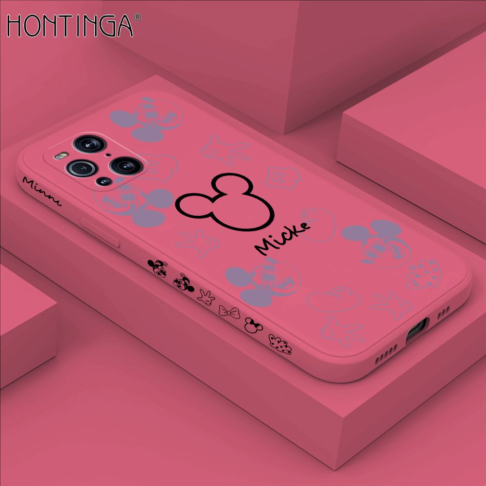 Hontinga for OPPO Find X3 / Find X3 Pro Case Side Design Cute Mouse Avatar Back Cover Soft Square Edge Pattern Liquid Silicone Trend Phone Cases