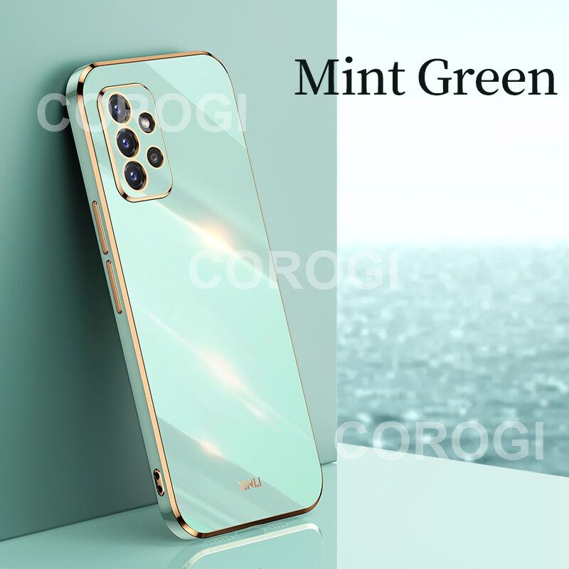 For Samsung Galaxy A52s 5G / A52 Cover Fashion Shiny Plating Square Bumper Slim Phone Case Soft TPU Silicone Shockproof Protective Back Cover