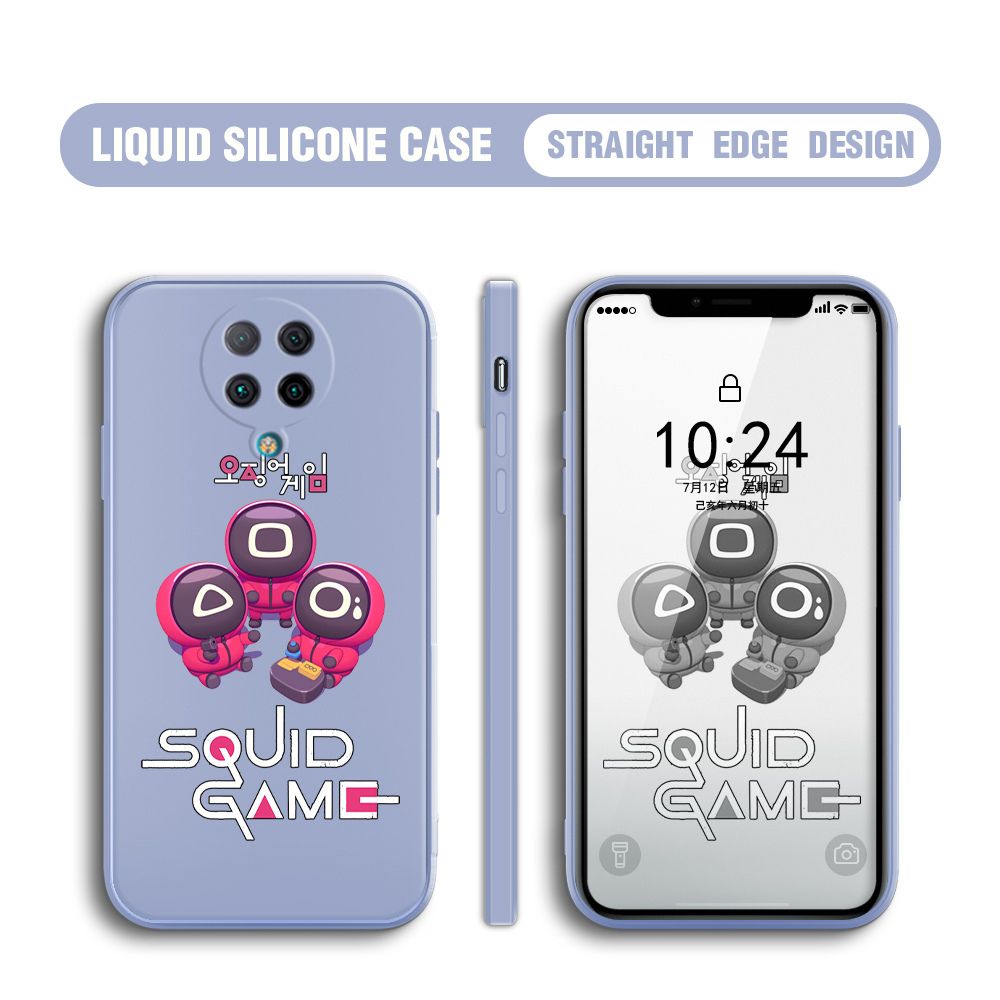 Jizetin for Xiaomi Redmi K30 Pro ZooM Case Cute Cartoon Cute Squid Character Phone Cover Square Liquid Silicone Shockproof Phone Protective Case