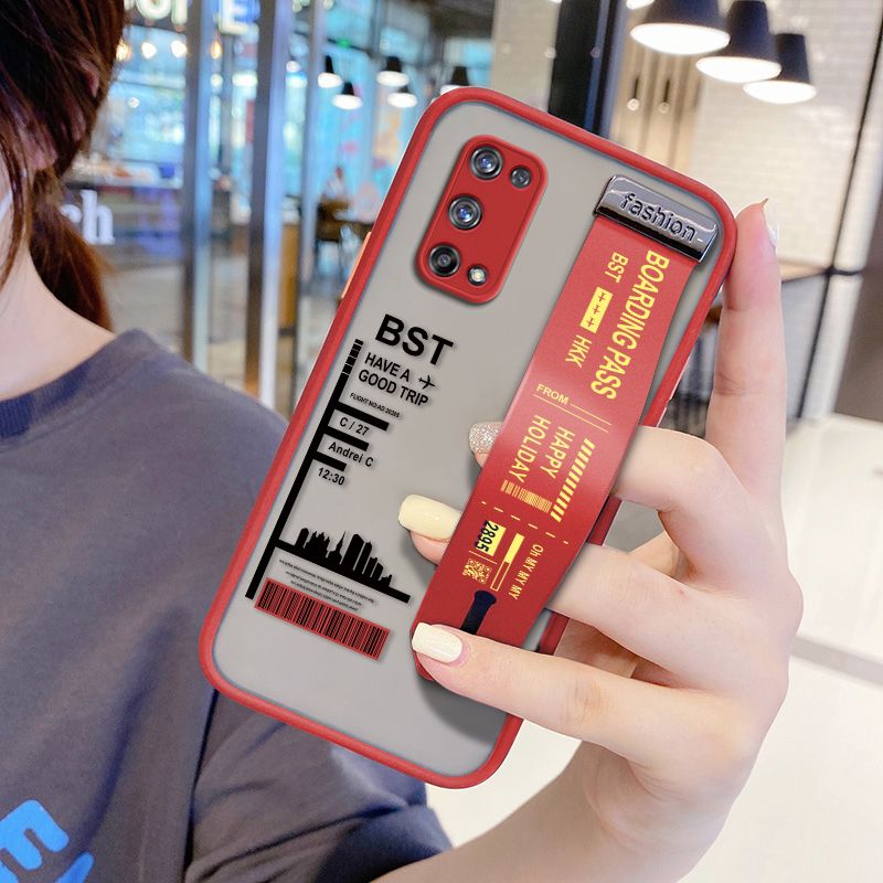 UCUC for Realme X7 Pro Wrist Strap Case Creative Printing City Landscape Wristband Printing Cover Shockproof Frosted Phone Case
