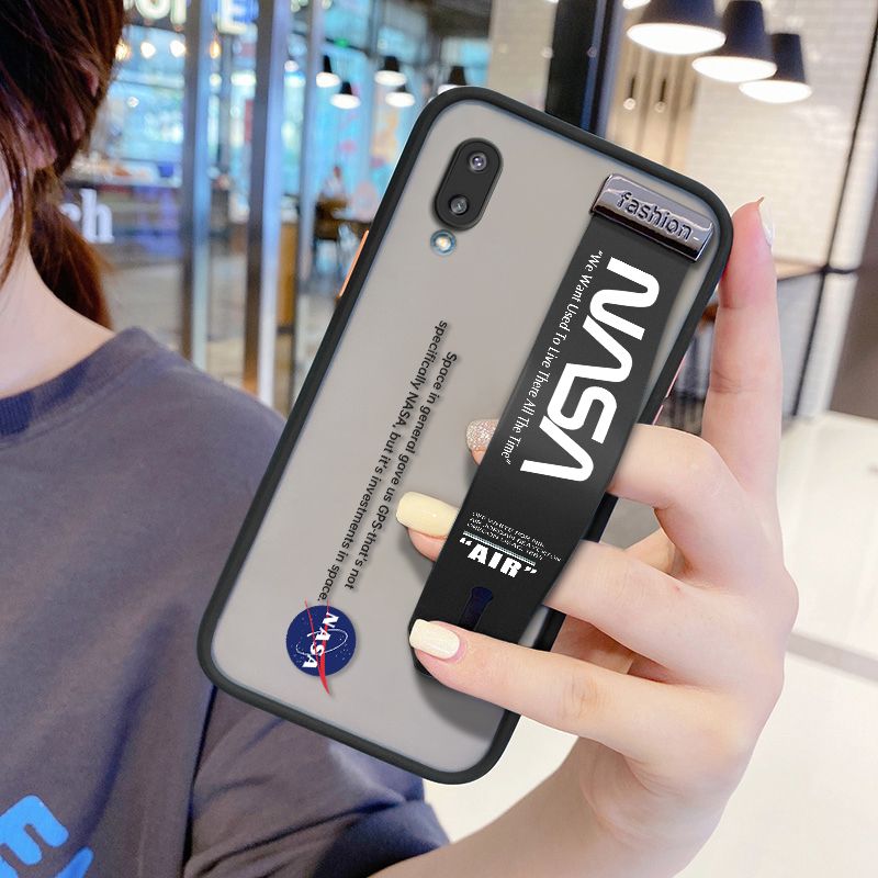 UCUC for Samsung Galaxy A02 Wrist Strap Case Popular NASA Wristband Printing Cover Shockproof Frosted Phone Case