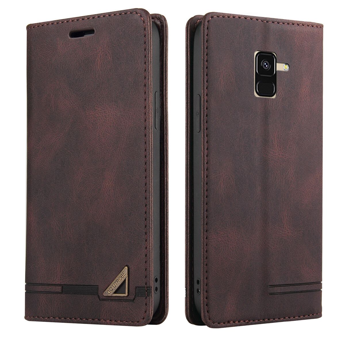 For Samsung Galaxy A8 2018 Retro Anti-theft Brush Wallet Foldable Built-in Card Slot and Magnetic Closure Protective Case