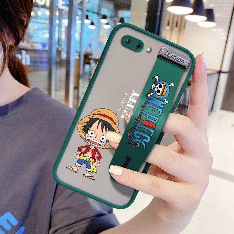 UCUC for Xiaomi Redmi 6A Wrist Strap Case Anime One Piece Luffy Wristband Printing Cover Shockproof Frosted Phone Case