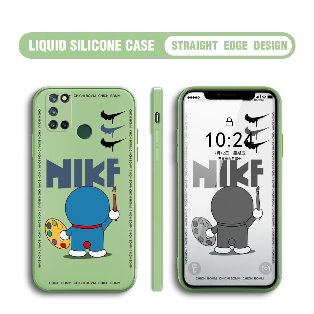BILI for Realme C17 / 7I Back Cover Cartoon Clown Multicolor Liquid Silicone Phone Case Soft Square Lens Protection Phone Cases