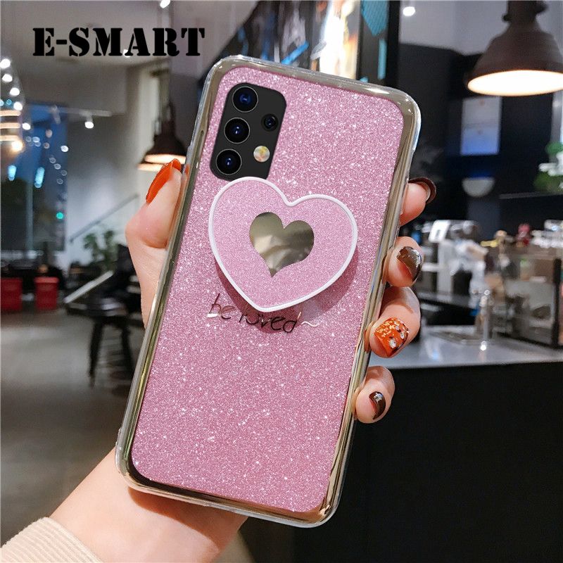 For Samsung Galaxy A52S 5G Case Fashion Couple Cases Bling Gold Glitter Loved Bracket Holder Stand Ring Soft Protector Cover Samsung A52S 5G Back Cover