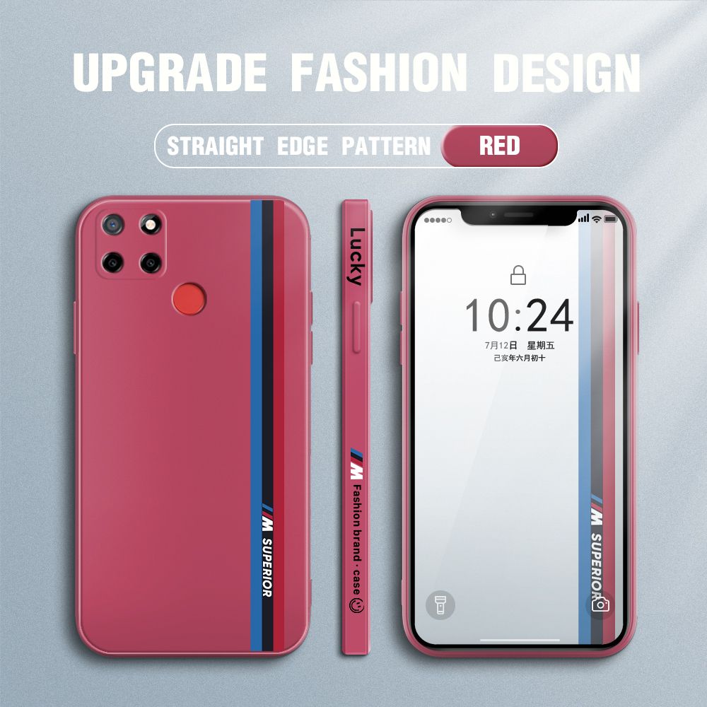 Jizetin for Realme C25 / C25S / C12 / Narzo 20 / Narzo 30A Back Cover Simple Graffiti Track Side Design Liquid Silicone Phone Case Soft Full Camera Protect Phone Cases