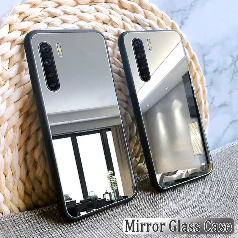 Phone Case For OPPO A91 Luxury Plating Clear View Mirror Soft For for OPPO A91 Cosmetic Mirror Back Covers