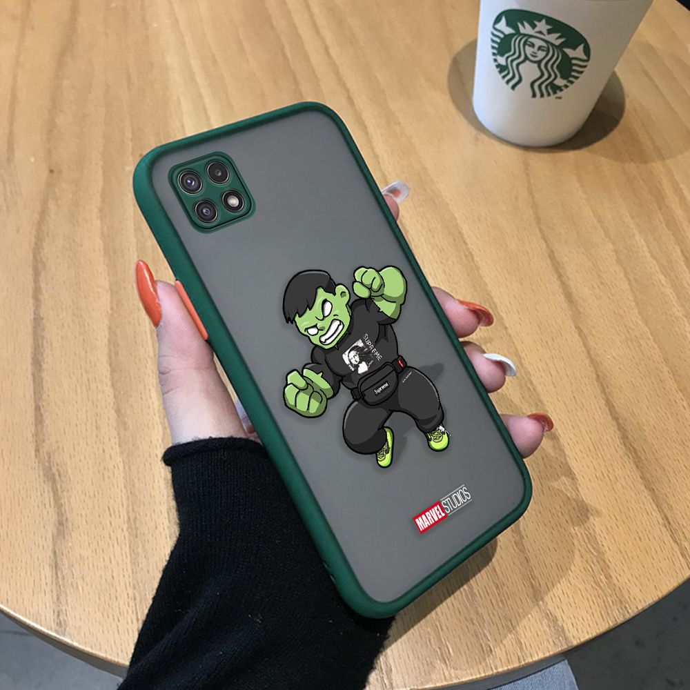 Casing Case For Samsung Galaxy A22 5G Case Cartoon Ironman Spiderman Hulk Frosted Transparent Phone Case Lens Camera Protector Back Cover Casing Anime Hard Case For Boys For Girls For Men