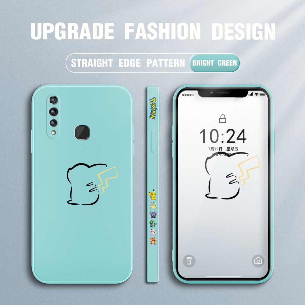 Jizetin for Vivo Z1 Pro Case New Pikachu Pokémon Design Side Design Phone Case Square Edge Pattern Liquid Silicone Cases Full Cover Camera Soft Protection Case