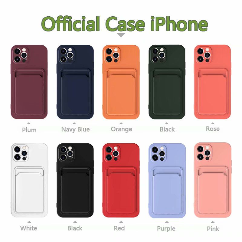Olige Case For iPhone 13 12 11 Pro Max X XR XS Max With Card Pocket Colorful Shockproof Lens Protection Functional Business Card Holder Wallet Girl Soft Silicone Phone Cover
