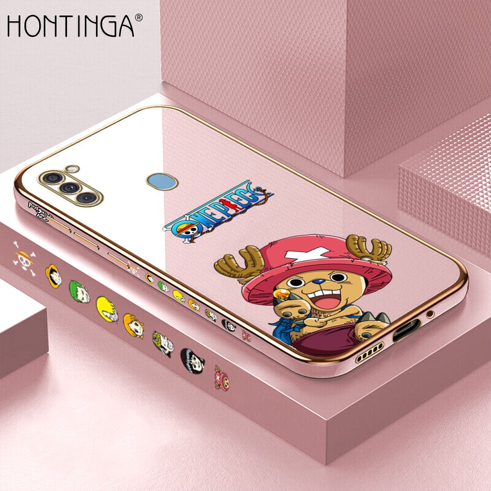 Hontinga for Samsung M11 A11 Back Cover + Free Lanyard Luxury 6D Plating Cute Cartoon Choba Side Pattern Case Soft Silicone Square Mobile Cover