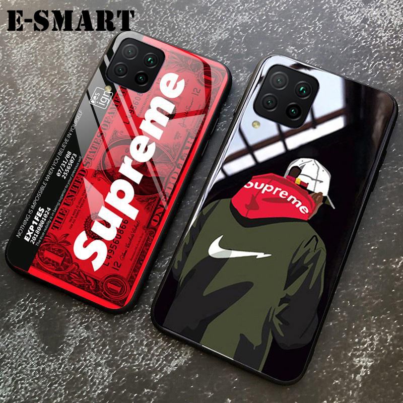 Supreme Phone Case Samsung Galaxy M32 Back Cover Tempered Glass Protector Mirror Cases SUP Supreme Design Samsung M32 Case