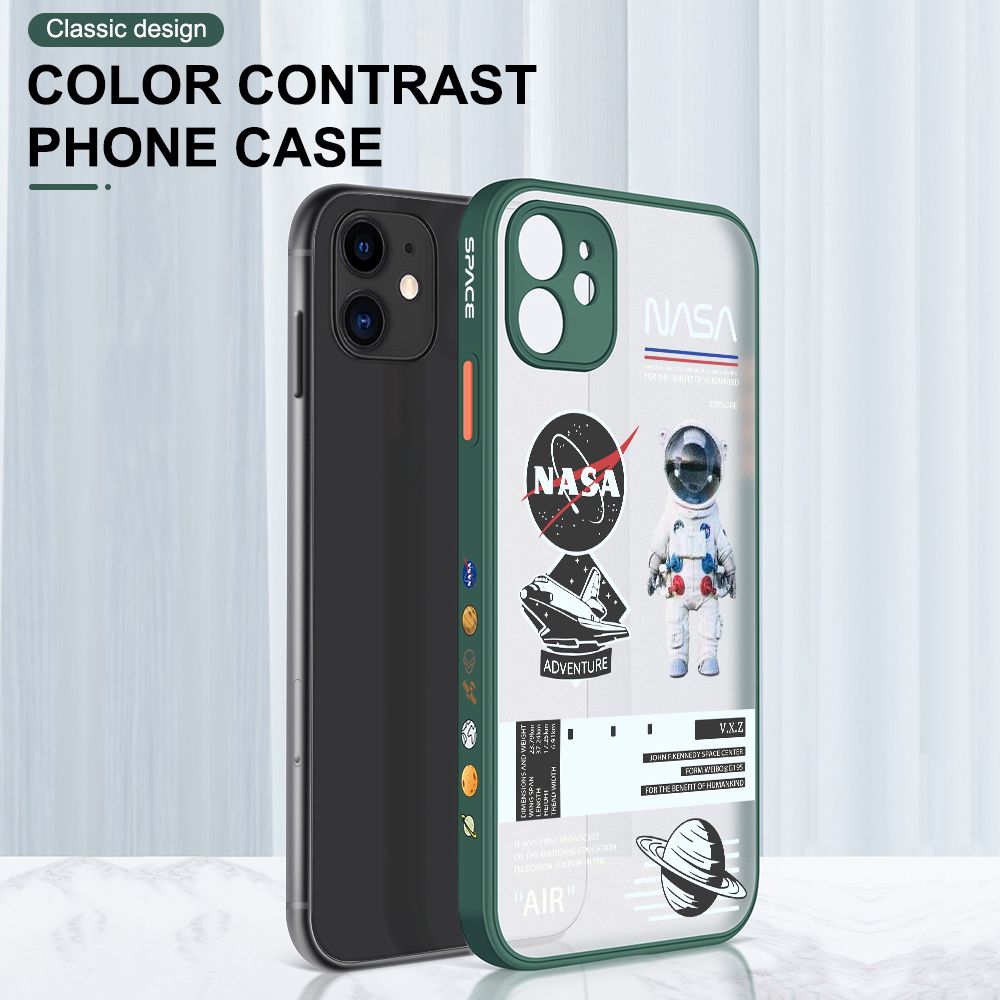 ZeroQiQi for Huawei Y6S Case Creative Cartoon Astronaut Side Printed Pattern Design Phone Cover Frosted Transparent Ultra Thin Protective Phone Case