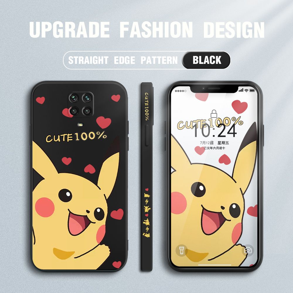 FHKL for Redmi Note 9S / Note 9 Pro / Note 9 Pro Max / Xiaomi Poco M2 Pro Back Cover Cartoon Pikachu Side design Soft Case Multicolor Liquid Silicone Phone Cases