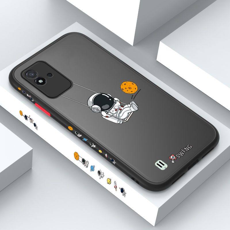 UCUC for Realme Narzo 50I Back Cover Swing Astronaut Side Printed Design Phone Case Ultra Thin Frosted Cover Shockproof Phone Cover