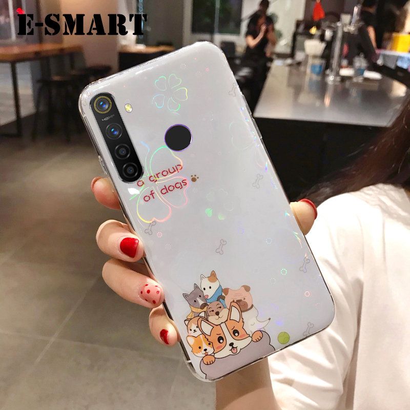 Phone Case Realme 6i Back Cover Cute Cartoon Bear Cases Soft Silicone Colorful Cherry Blossoms for Realme 6i Case