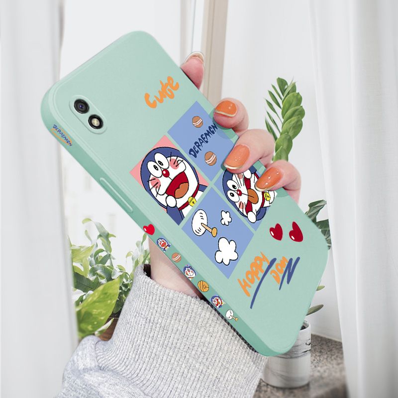 AMORVOR for Redmi 9A Back Cover Cute Happy Cartoon Side design Soft Case Multicolor Liquid Silicone Phone Cases