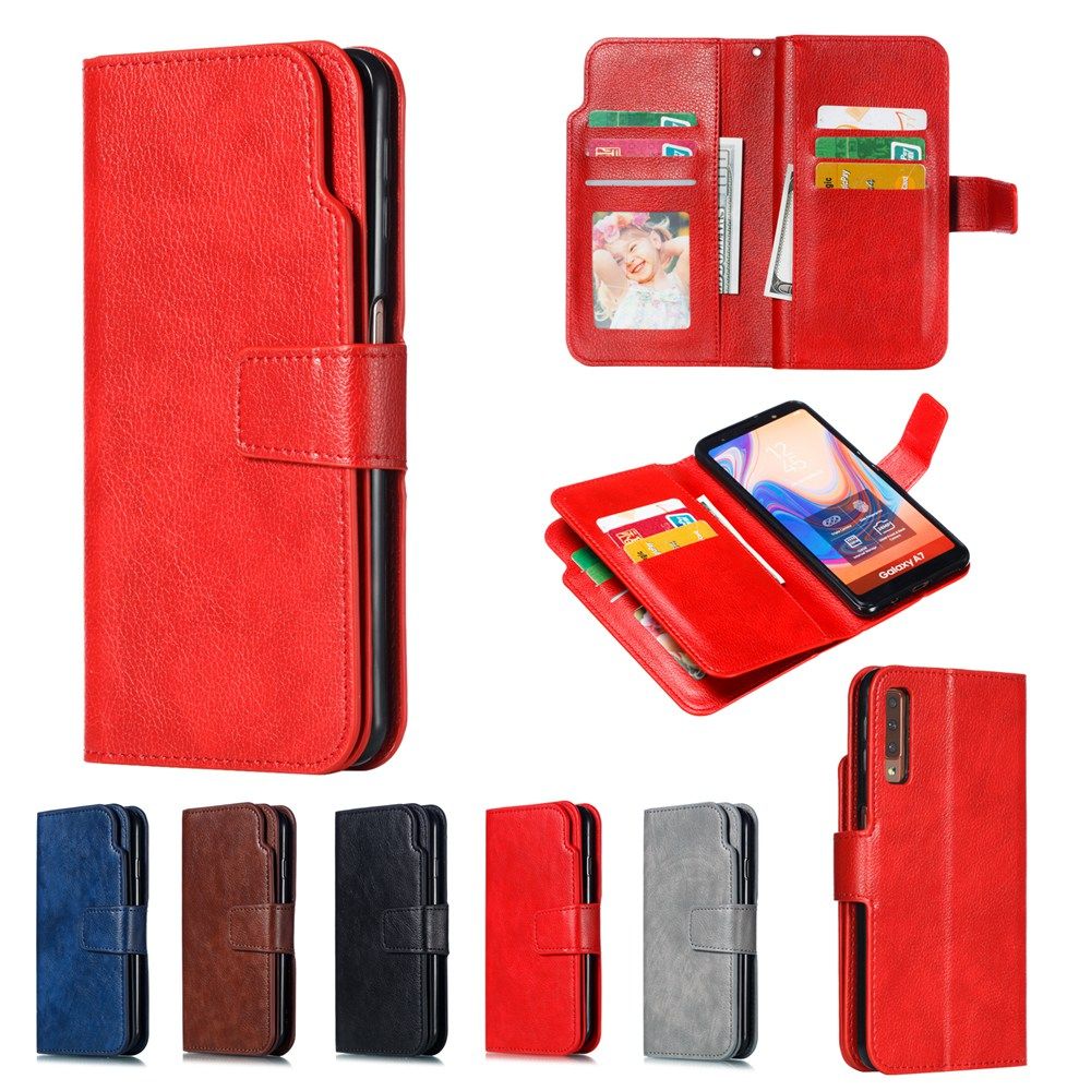 For Samsung Galaxy A7  / A750 A6 Plus A6 A8 A8 Plus J2 Pro J4 J6 J8  J4 Plus J8 Plus Phone Case Wallet 9 Card Slot Leather Flip Cover Shockproof Protective Cellphone Casing