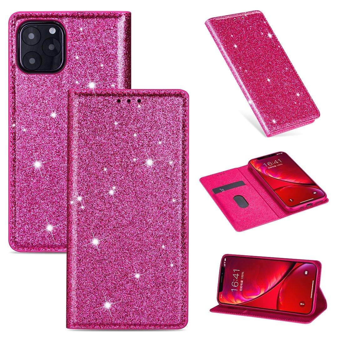 (Ready Stock)For iPhone 11 Pro Ultrathin Glitter Magnetic Horizontal Flip Leather Case with Holder & Card Slots(Purple)