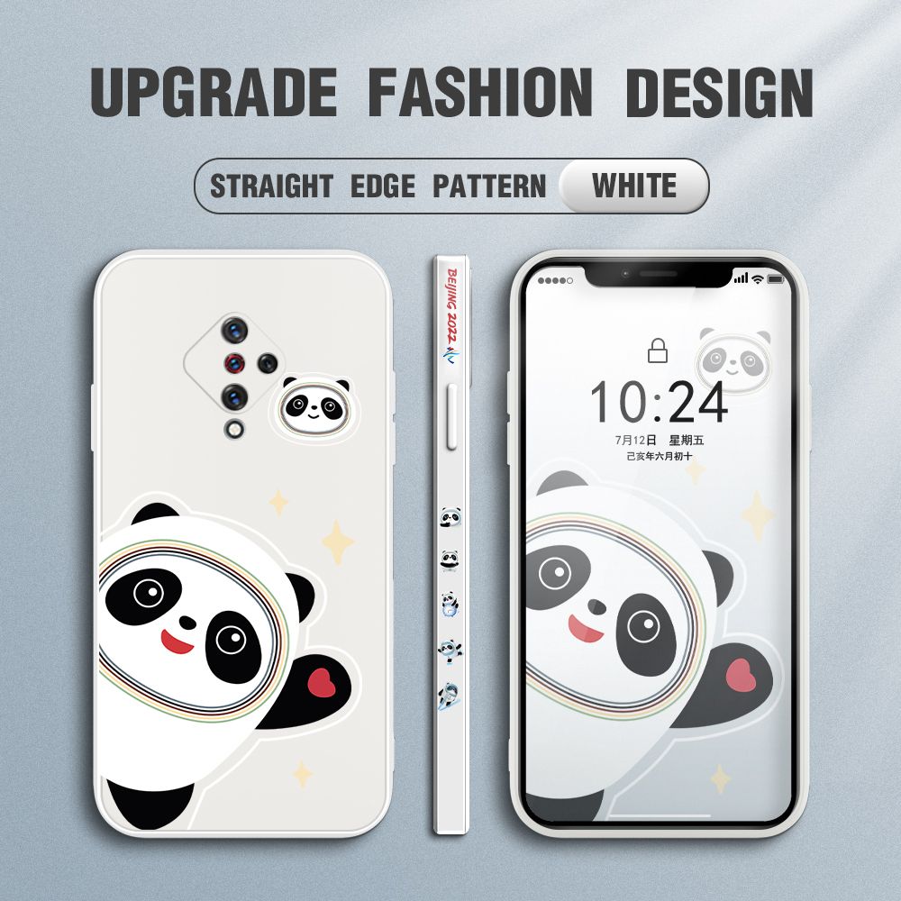 FHKL for Vivo S1 Pro Back Cover Bing Dwen Dwen Side design Soft Case Multicolor Liquid Silicone Phone Cases