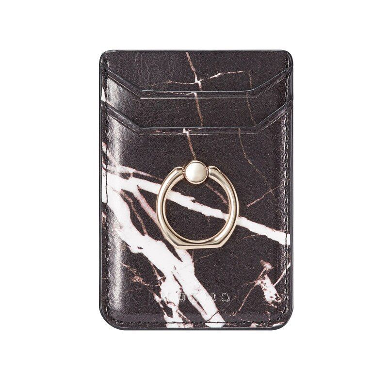 Credit Card Holder Cell Phone Back Sticker Adhesive Pocket with Finger Ring Bracket Stand for Iphone 12 11 Pro Max Samsung S21