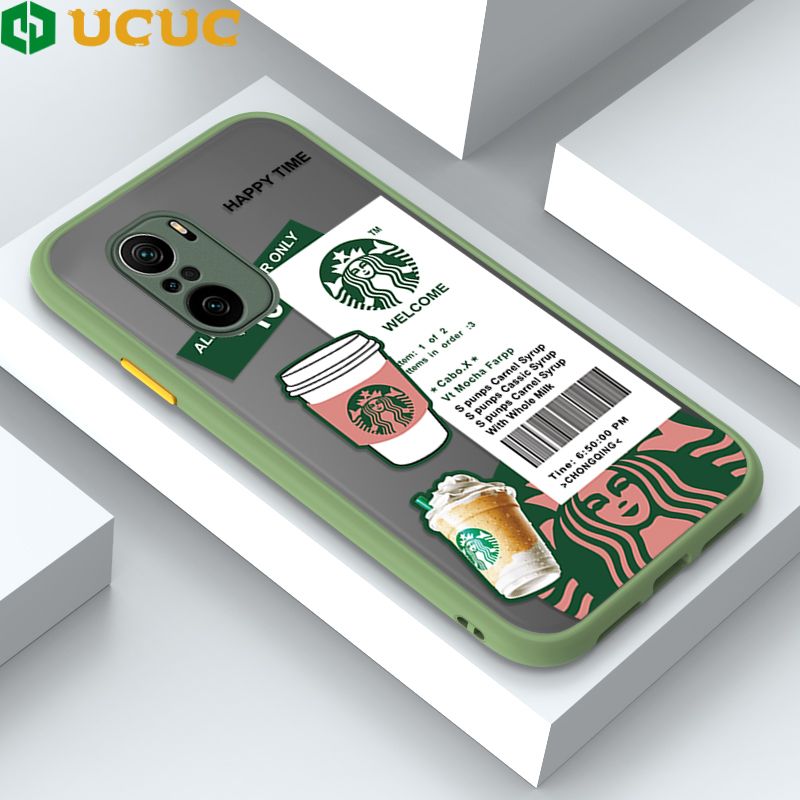 UCUC for Redmi K40 / K40 Pro / Xiaomi Poco F3 Back Cover Fashion Sticker Frosted Transparent Hard Phone Case Thin Shockproof Full Cover Camera Protect Case