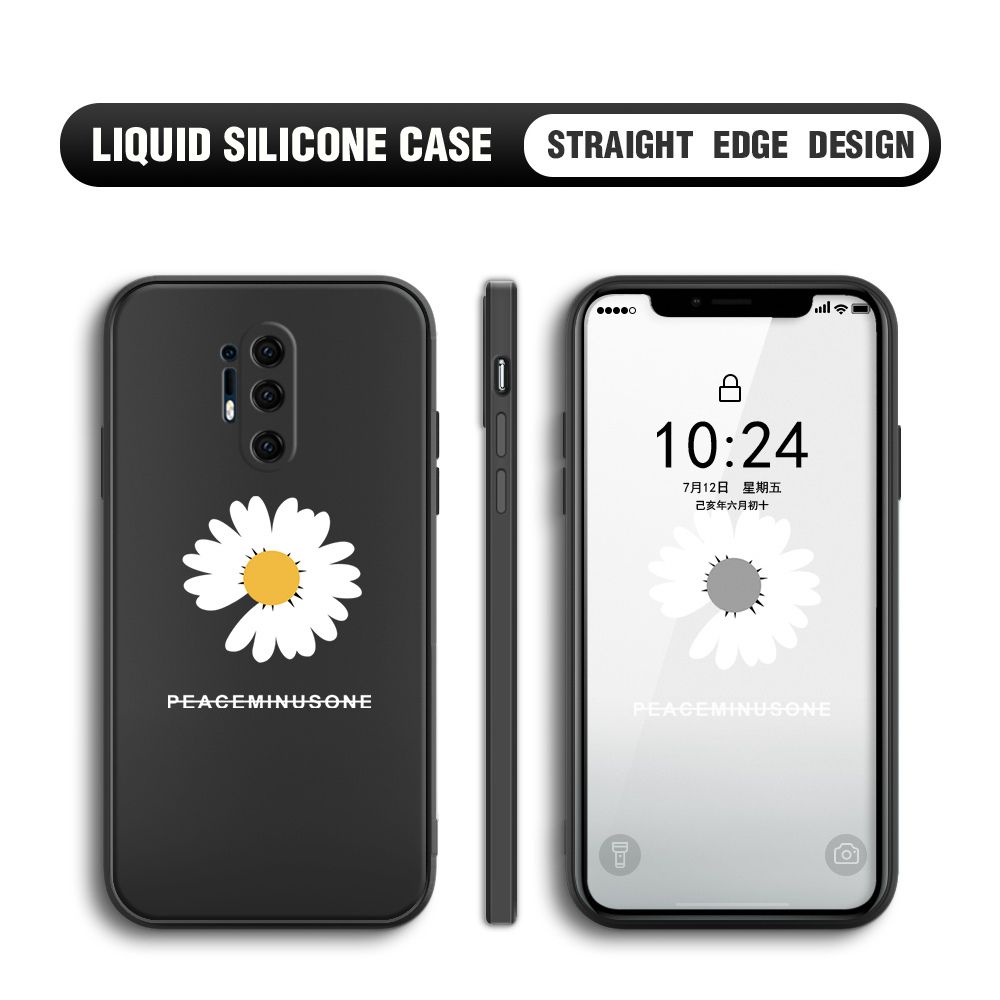 Jizetin for OnePlus 8 Pro Back Cover Fashion Style Daisy Pattern Design Liquid Silicone Phone Case Soft Full Camera Protect Phone Cases